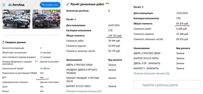 Скриншот из отчета avtocod.ru
